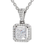 Dreamy Princess-Cut Halo Diamond Pendant