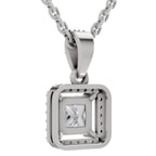 Dreamy Princess-Cut Halo Diamond Pendant