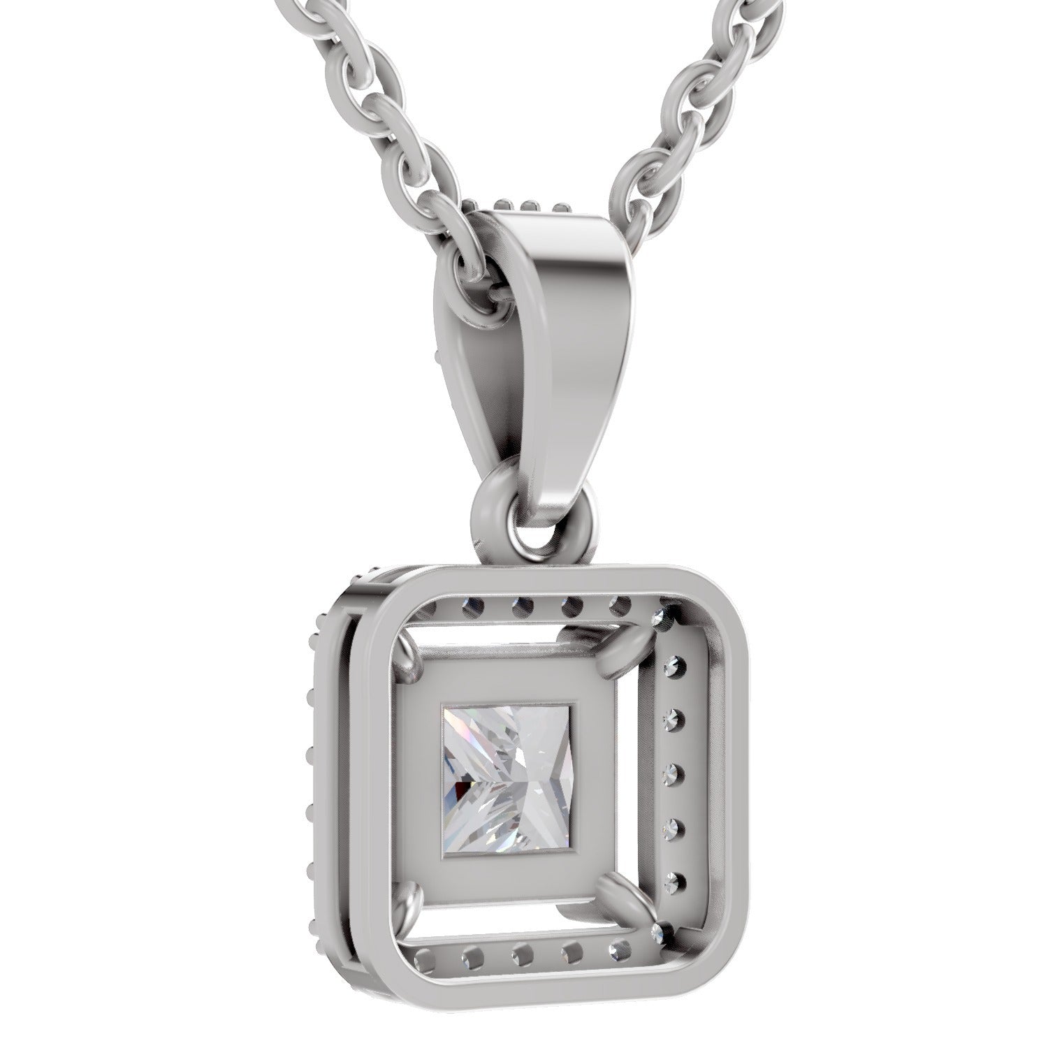 Dreamy Princess-Cut Halo Diamond Pendant