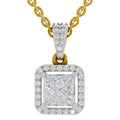 1.27 Carat Princess Shape Halo Diamond Pendant 14K - Rose Gold