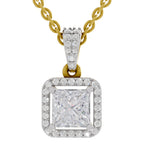 1.27 Carat Princess Shape Halo Diamond Pendant 14K - Rose Gold
