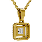 1.27 Carat Princess Shape Halo Diamond Pendant 14K - Rose Gold