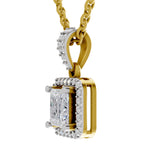 1.27 Carat Princess Shape Halo Diamond Pendant 14K - Rose Gold
