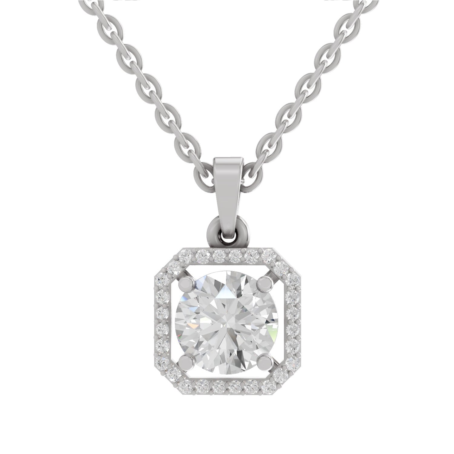 Celestial Round Halo Diamond Pendant