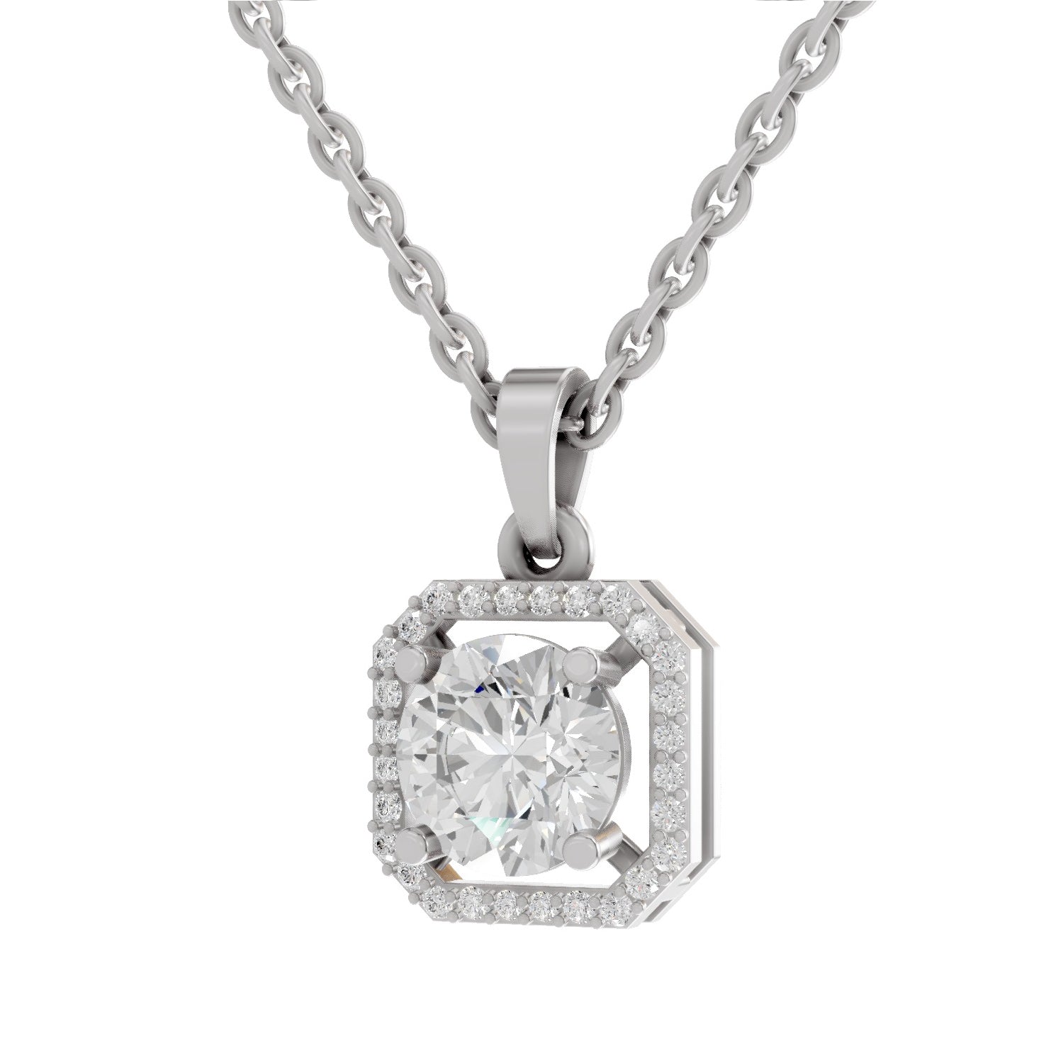 Celestial Round Halo Diamond Pendant