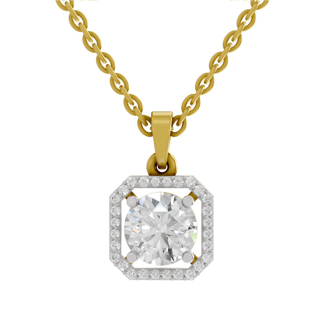 1.46 Carat Round Halo Pendant 14K - Rose Gold