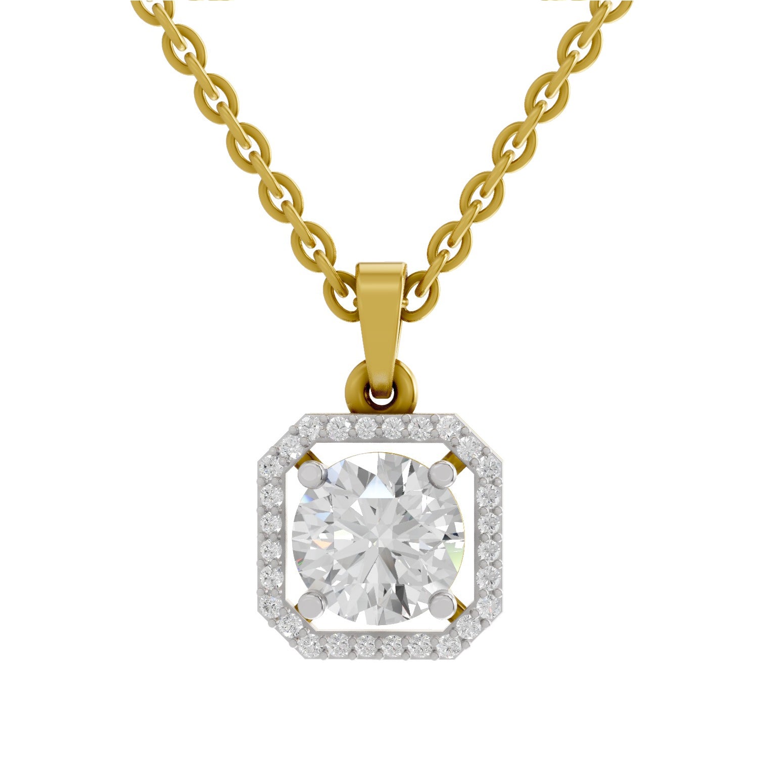 1.46 Carat Round Halo Pendant 14K - Rose Gold