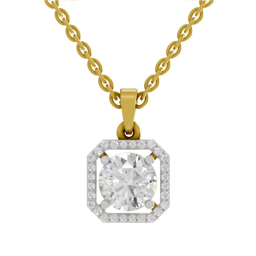 1.46 Carat Round Halo Pendant 14K - Rose Gold