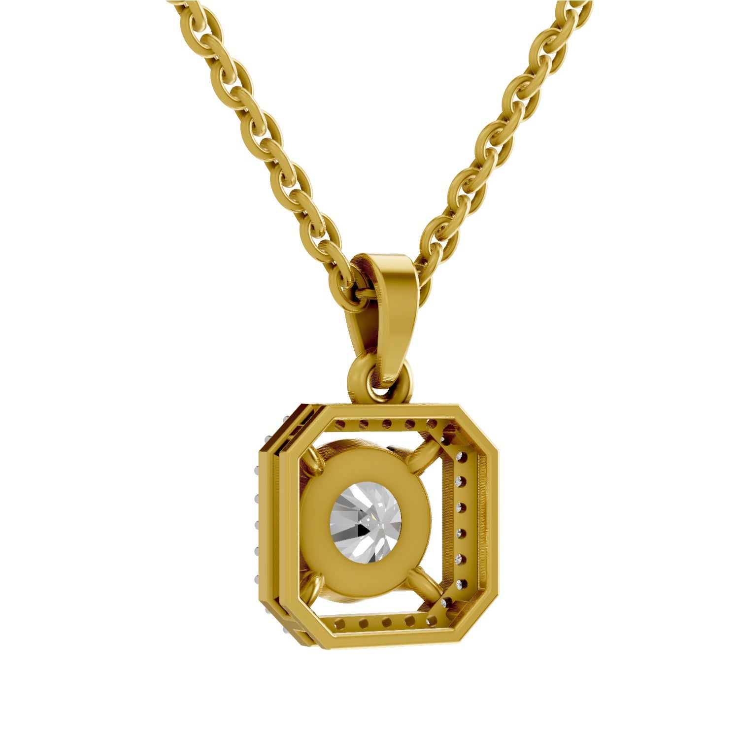 1.46 Carat Round Halo Pendant 14K - Rose Gold