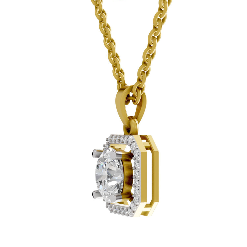 1.46 Carat Round Halo Pendant 14K - Rose Gold