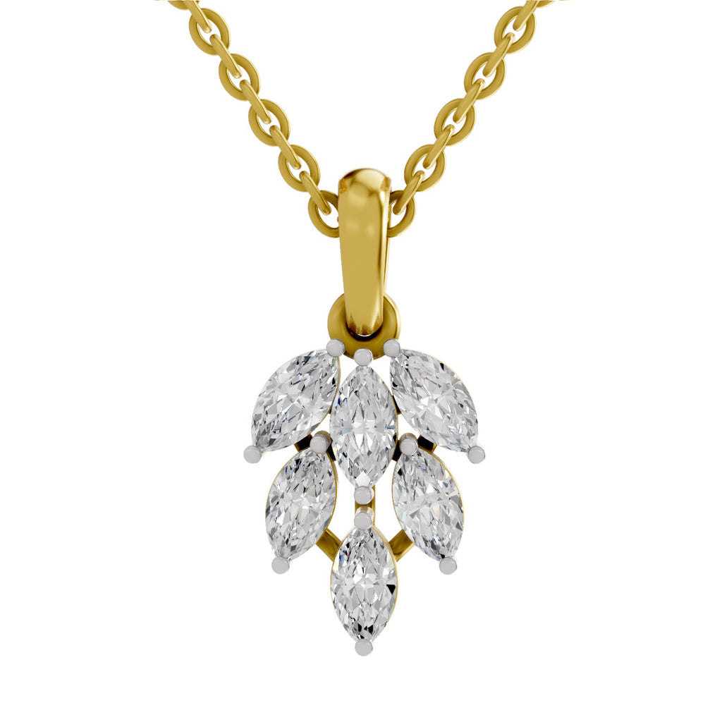1 Carat Marquise Cut Diamond Leaf Cluster Pendant 14K - Rose Gold
