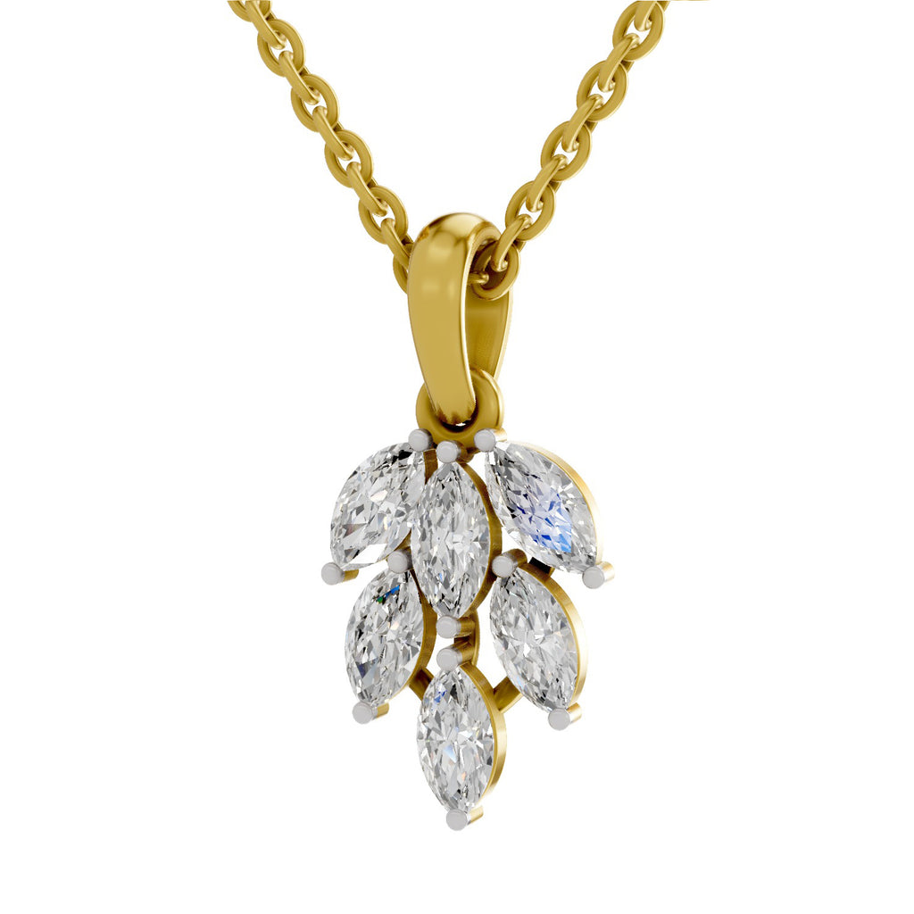 1 Carat Marquise Cut Diamond Leaf Cluster Pendant 14K - Rose Gold