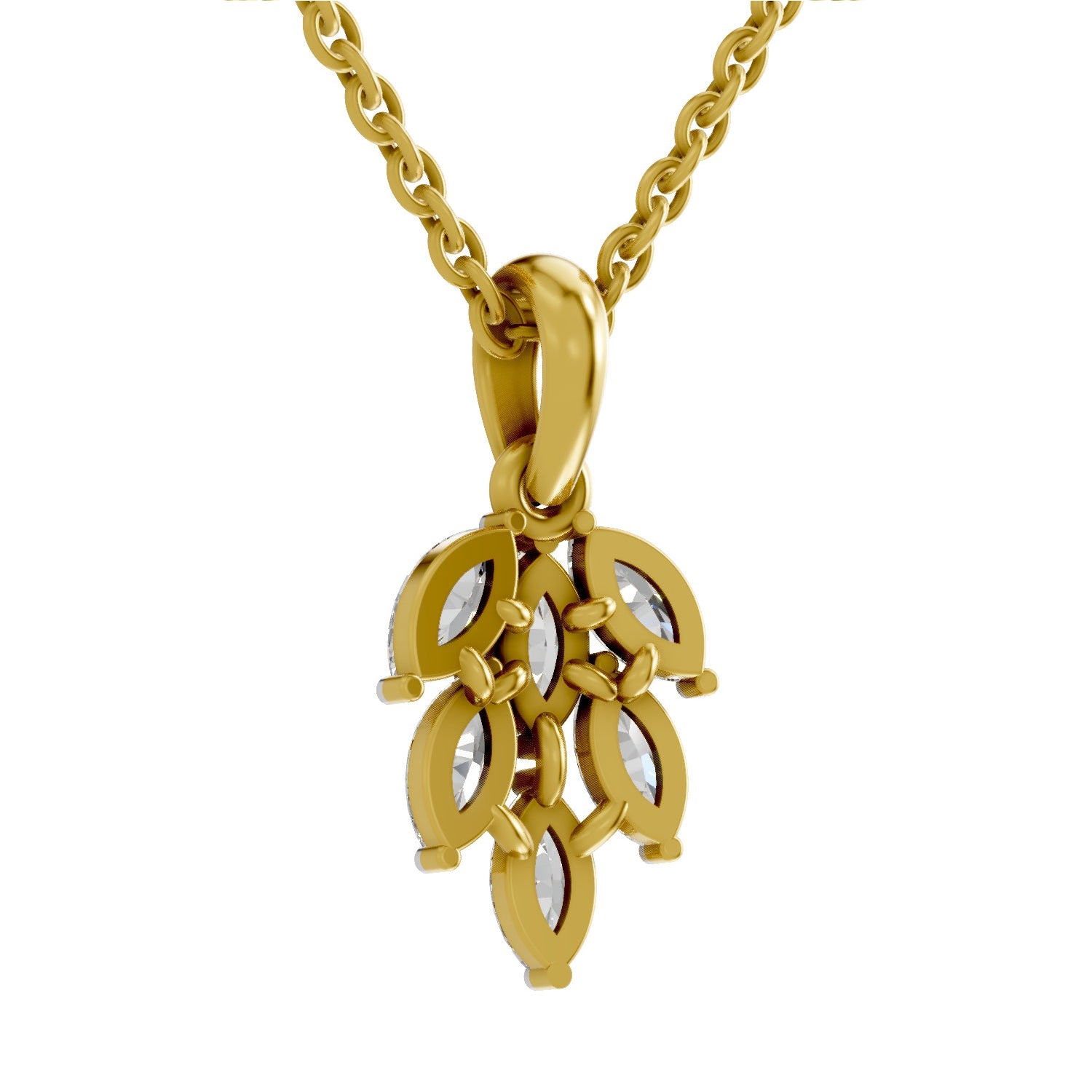 1 Carat Marquise Cut Diamond Leaf Cluster Pendant 14K - Rose Gold