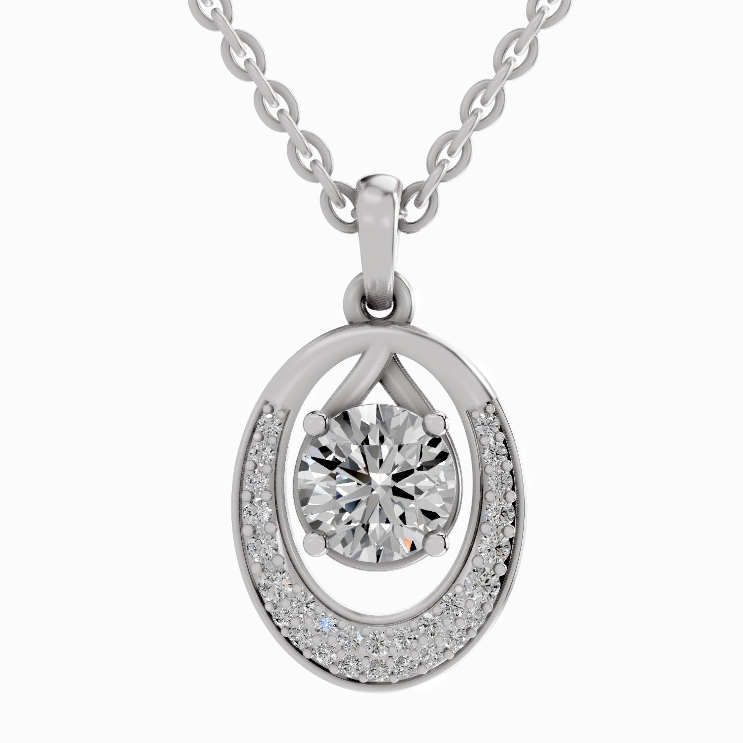 1.21 Carat Cluster Pendant 14K - White Gold