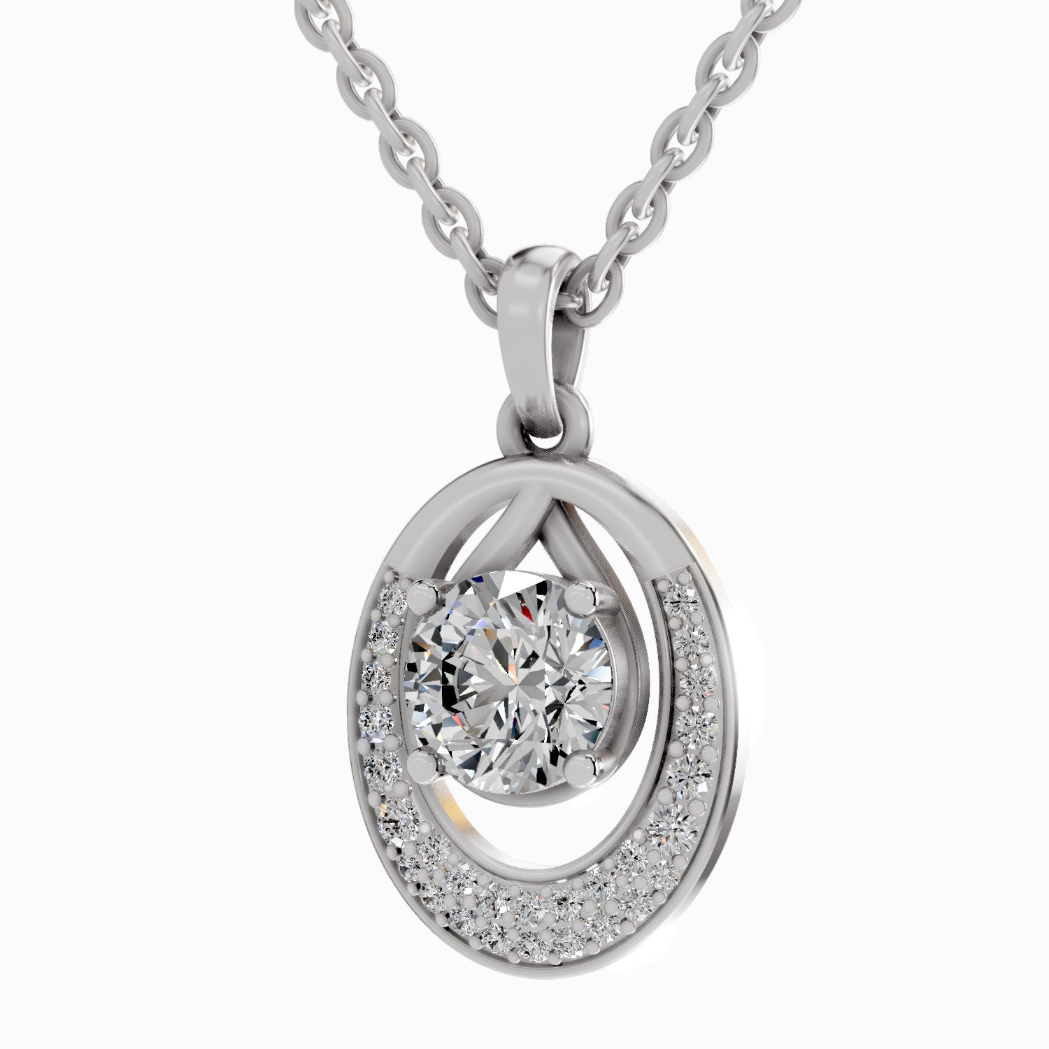 1.21 Carat Cluster Pendant 14K - White Gold