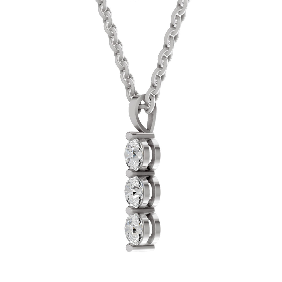 Graceful Round Trinity Diamond Pendant