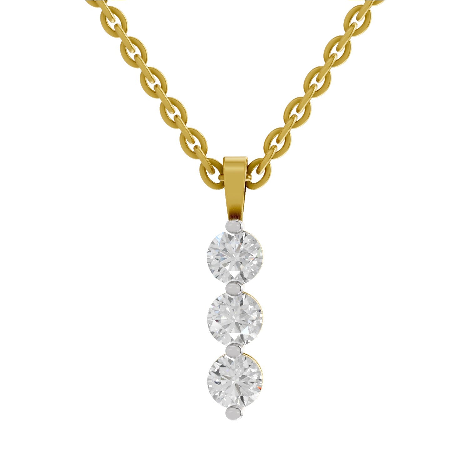 0.53 Carat Round Trinity Pendant 14K - Rose Gold