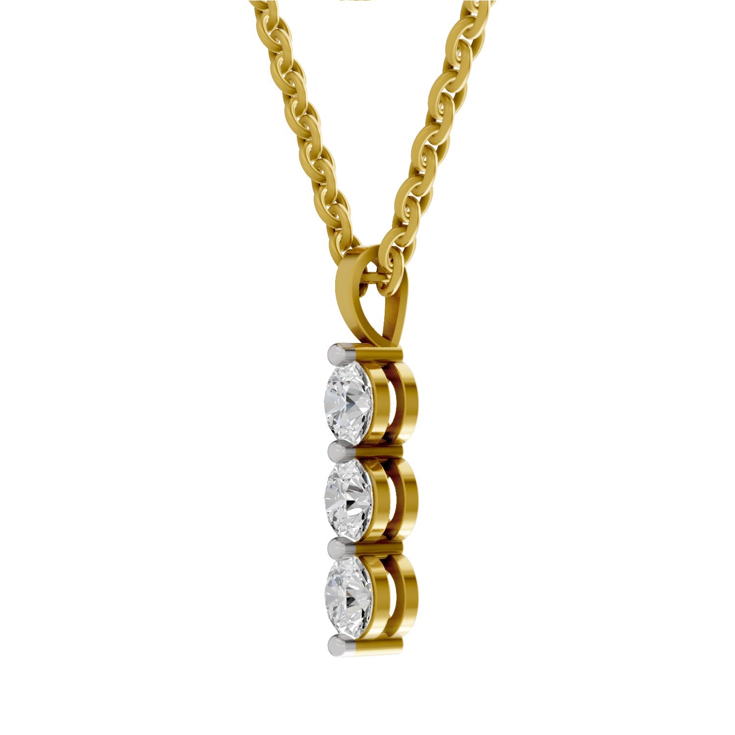 0.53 Carat Round Trinity Pendant 14K - Rose Gold