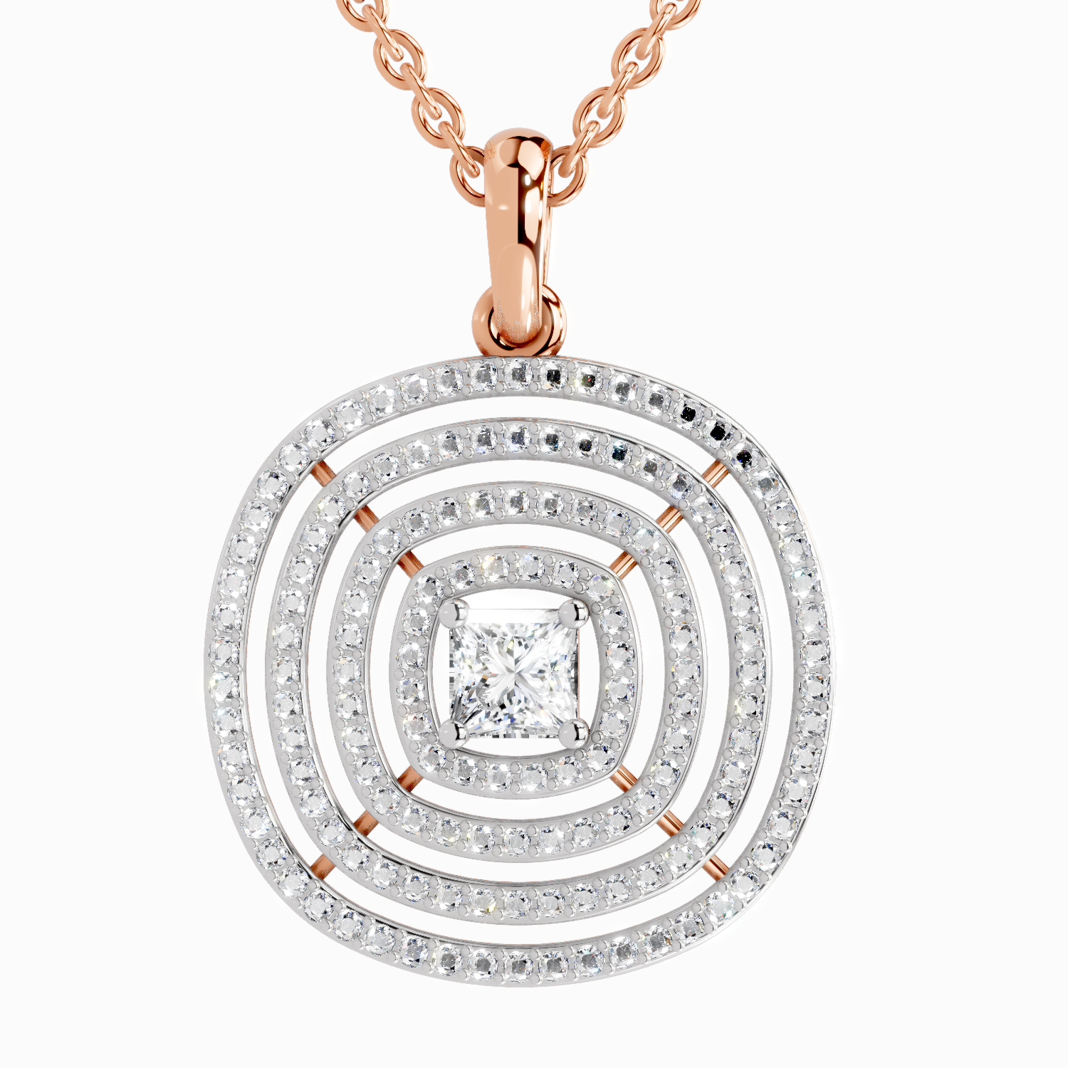 1.32 Carat Circle Shape Pendant 14K - Rose Gold