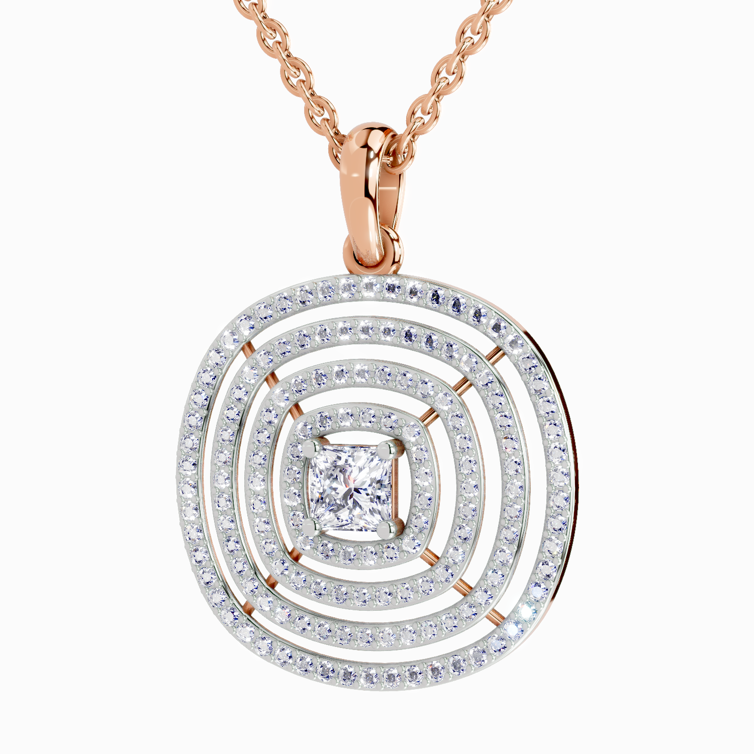 1.32 Carat Circle Shape Pendant 14K - Rose Gold