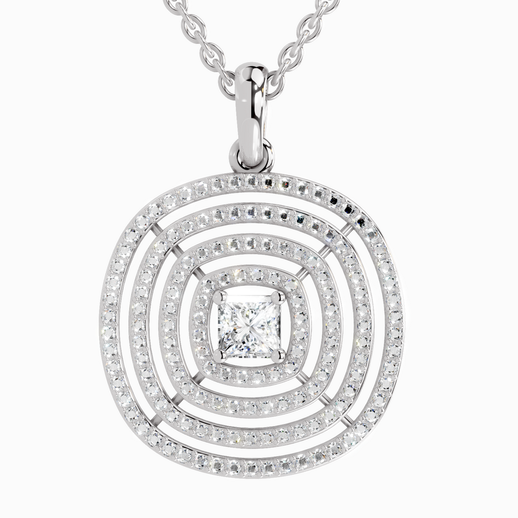 1.32 Carat Circle Shape Pendant 14K - White Gold