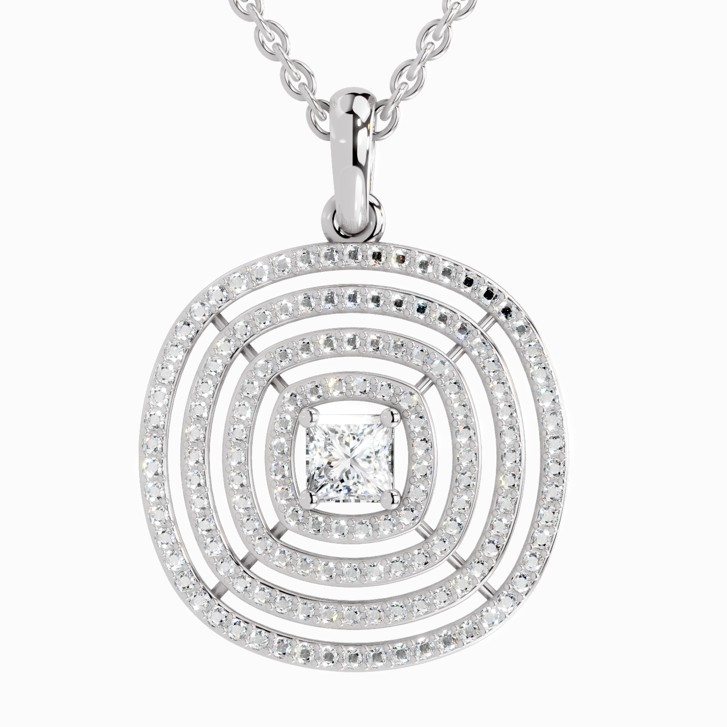 1.32 Carat Circle Shape Pendant 14K - White Gold