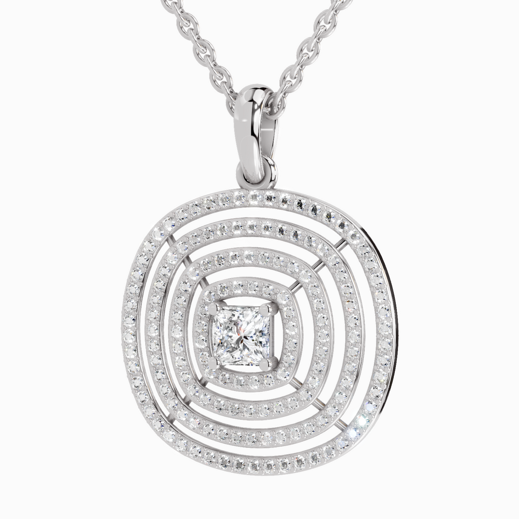 1.32 Carat Circle Shape Pendant 14K - White Gold