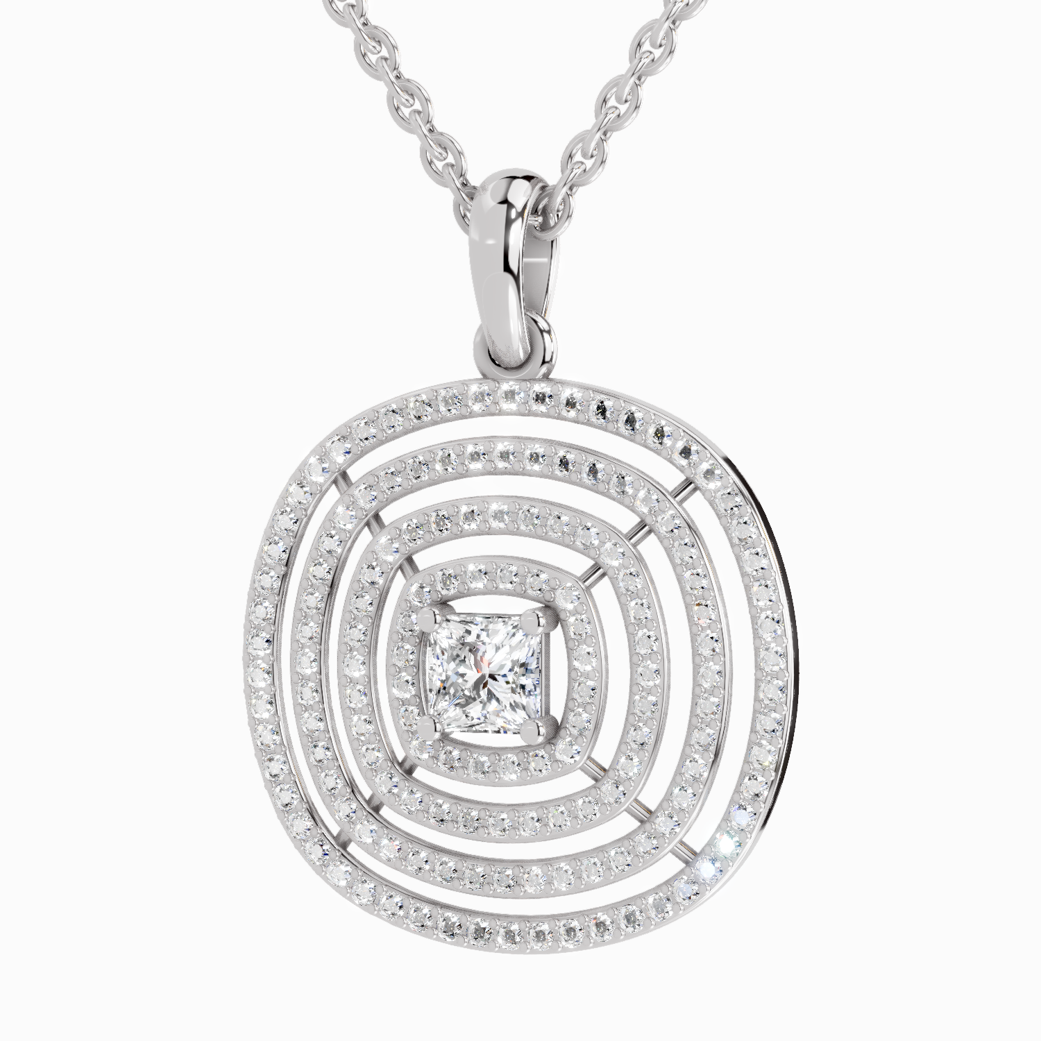 1.32 Carat Circle Shape Pendant 14K - White Gold