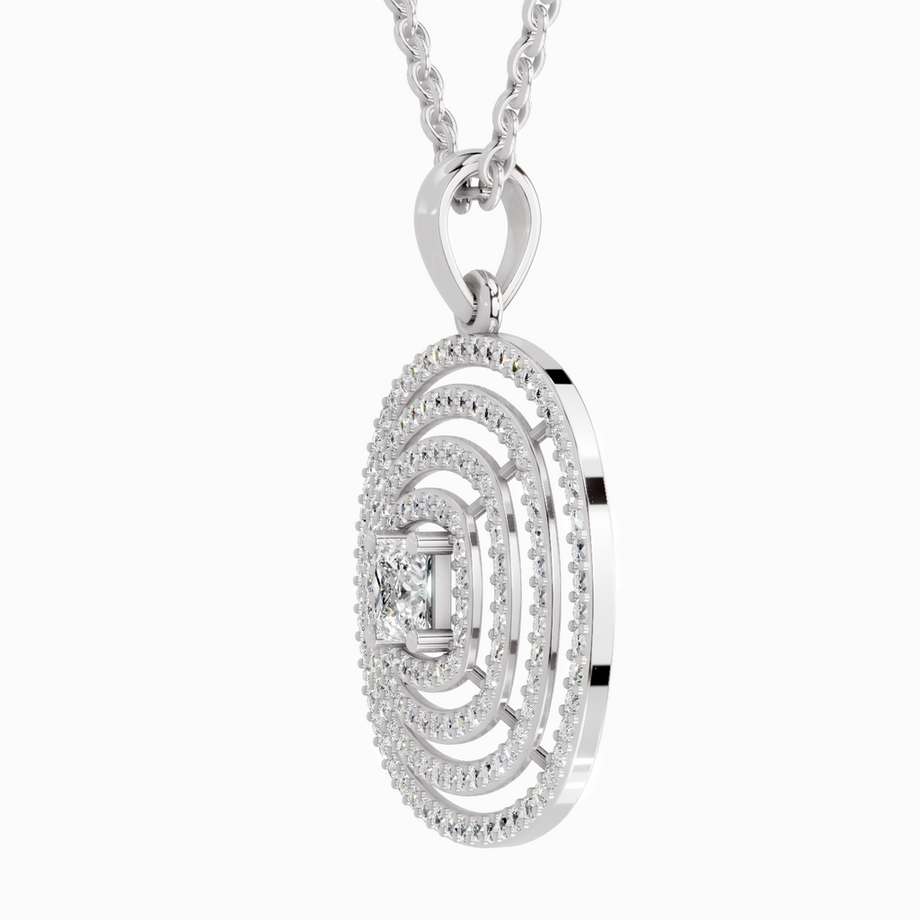 1.32 Carat Circle Shape Pendant 14K - White Gold