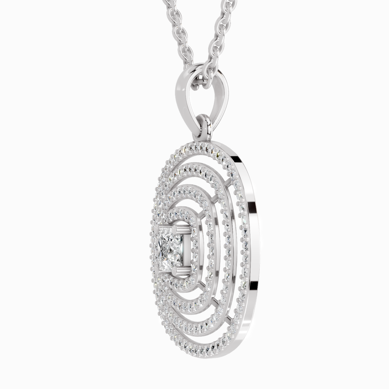 1.32 Carat Circle Shape Pendant 14K - White Gold