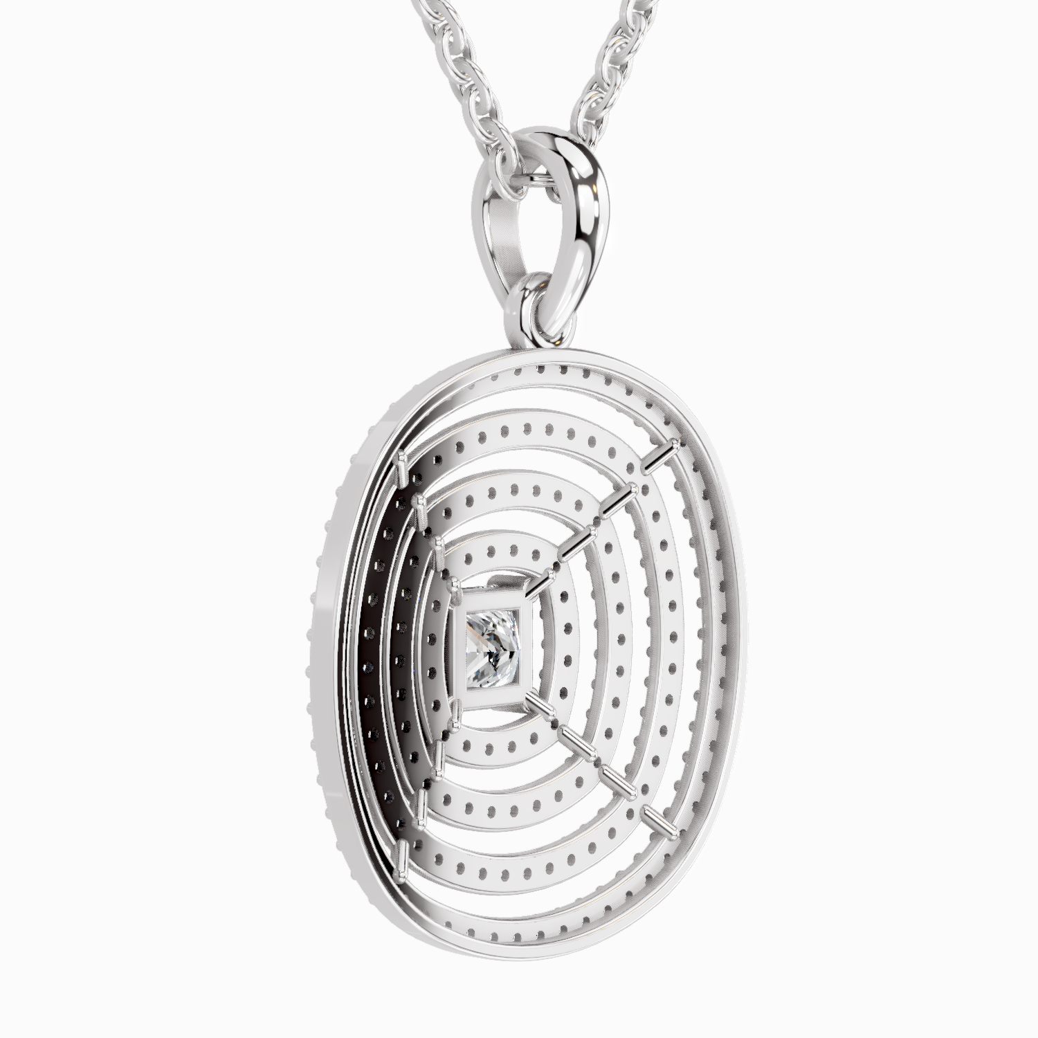 1.32 Carat Circle Shape Pendant 14K - White Gold