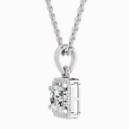 0.99 Carat Round Halo Square Pendant 14K - White Gold