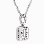 0.99 Carat Round Halo Square Pendant 14K - White Gold