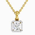 0.99 Carat Round Halo Square Pendant 14K