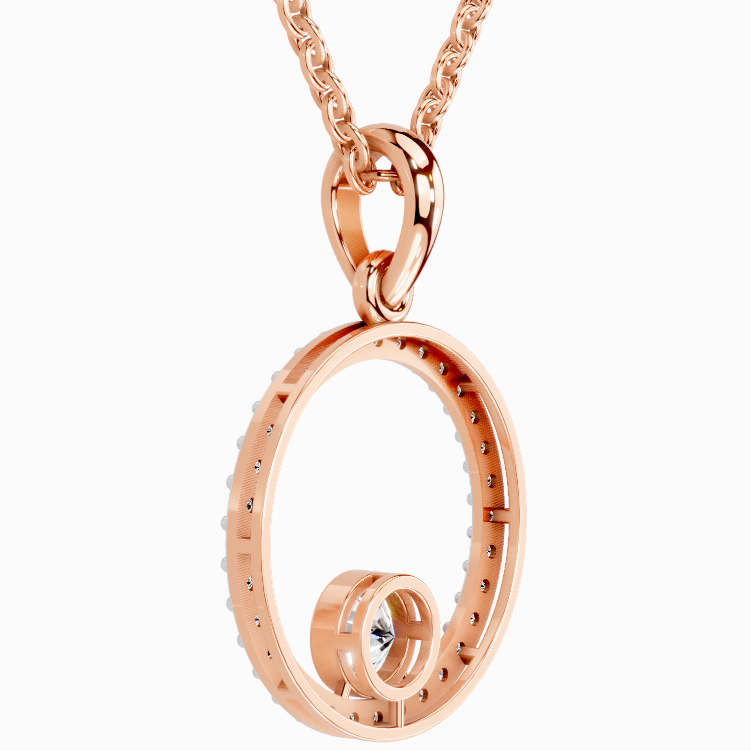 0.77 Carat Round Circle Pendant 14K - Rose Gold