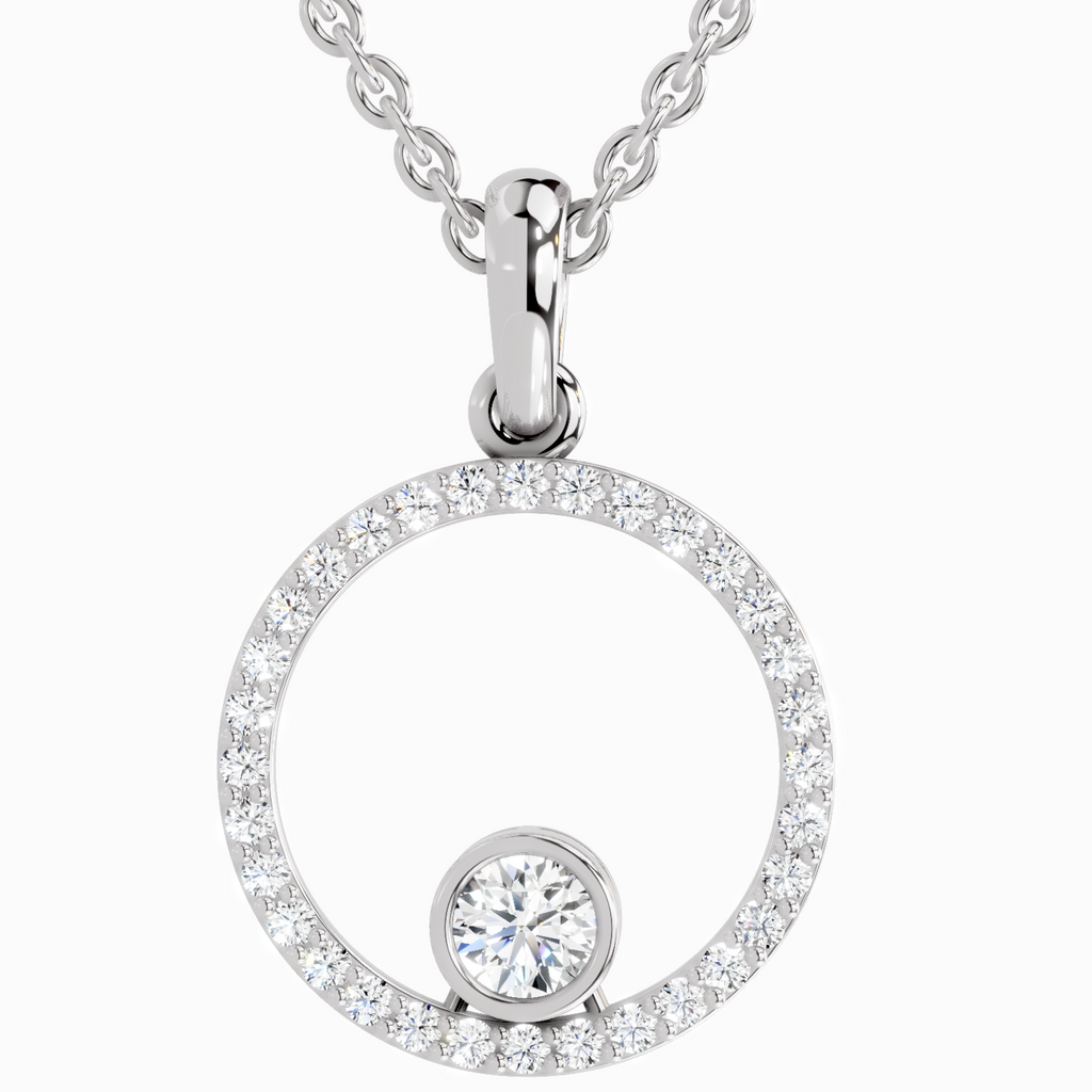 0.77 Carat Round Circle Pendant 14K - White Gold