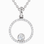 0.77 Carat Round Circle Pendant 14K - White Gold
