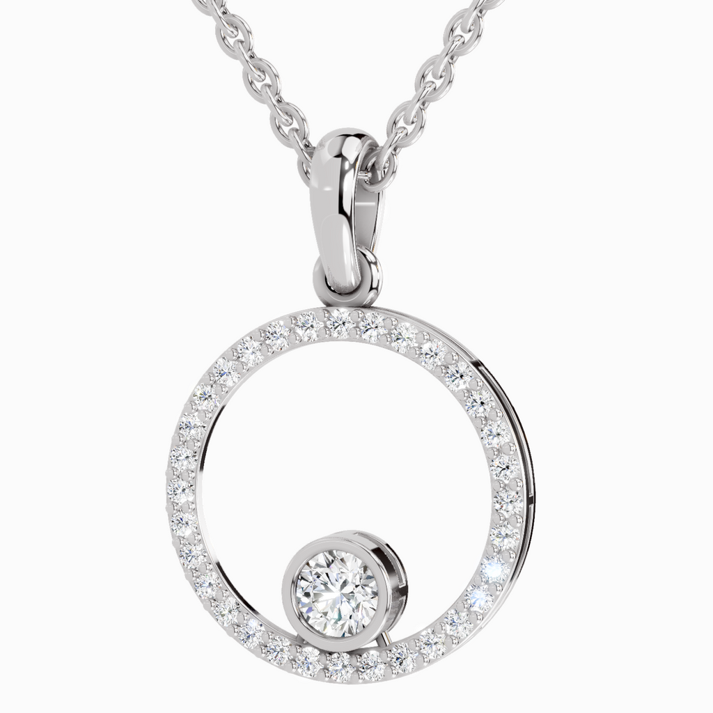 0.77 Carat Round Circle Pendant 14K - White Gold