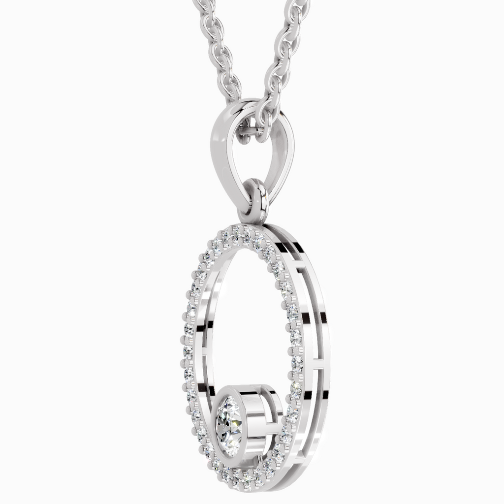 0.77 Carat Round Circle Pendant 14K - White Gold