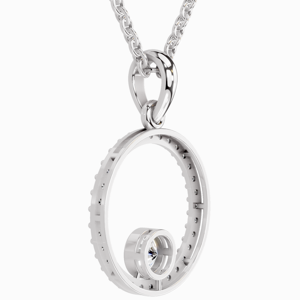 0.77 Carat Round Circle Pendant 14K - White Gold