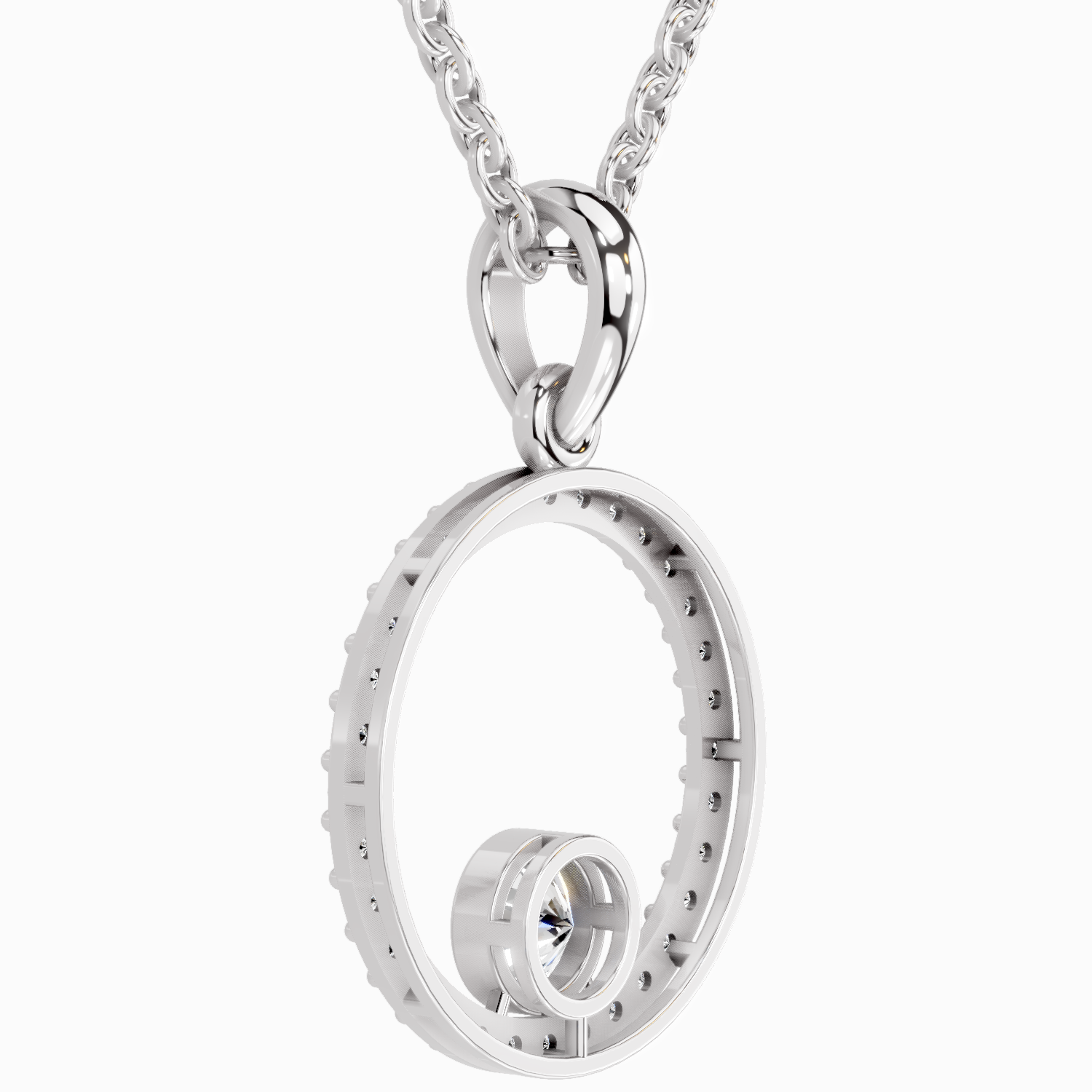 0.77 Carat Round Circle Pendant 14K - White Gold