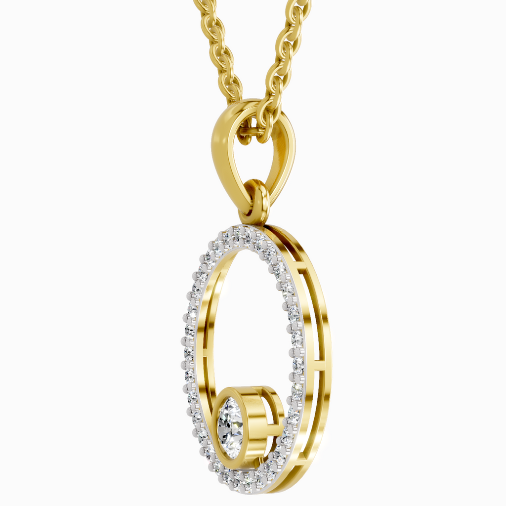 0.77 Carat Round Circle Pendant 14K