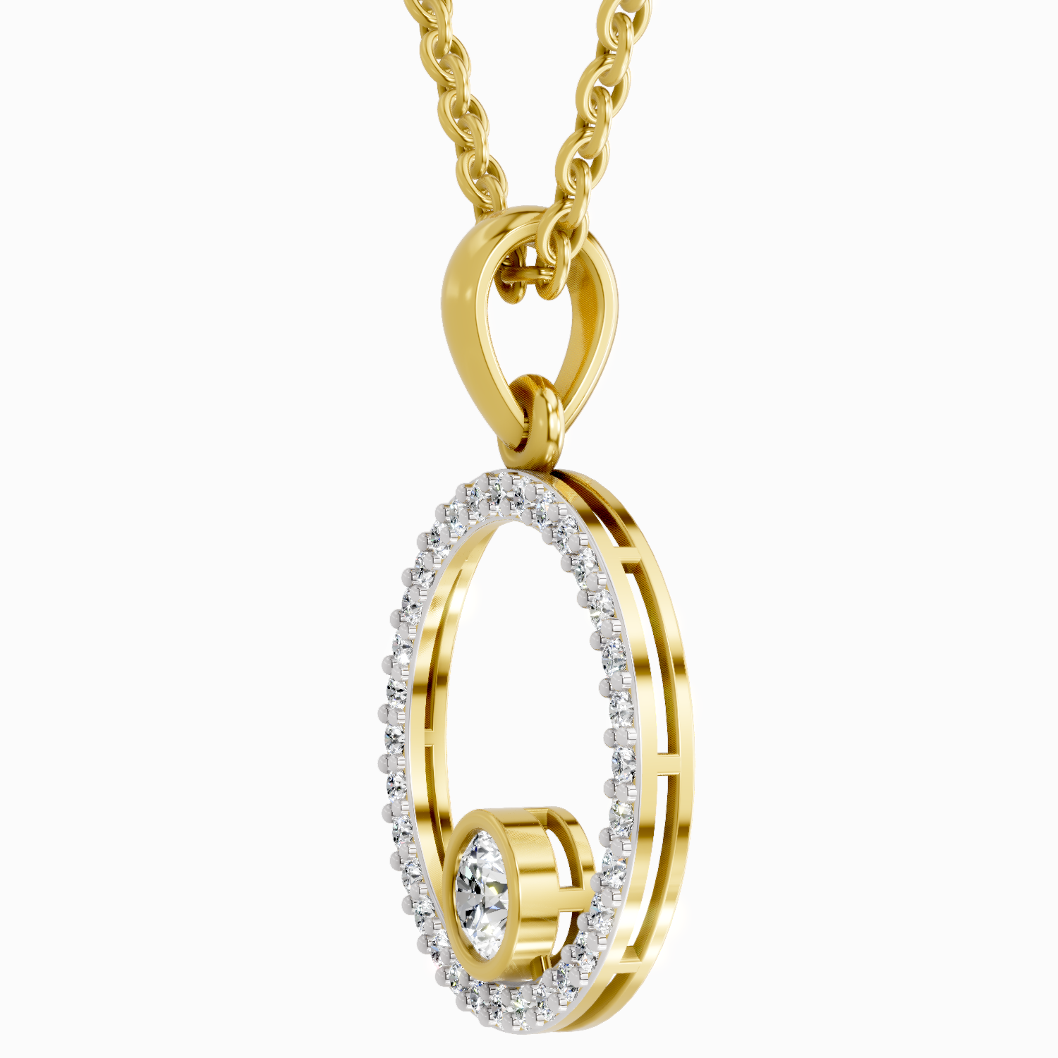 0.77 Carat Round Circle Pendant 14K