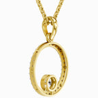 Gold pendant necklace on a white background