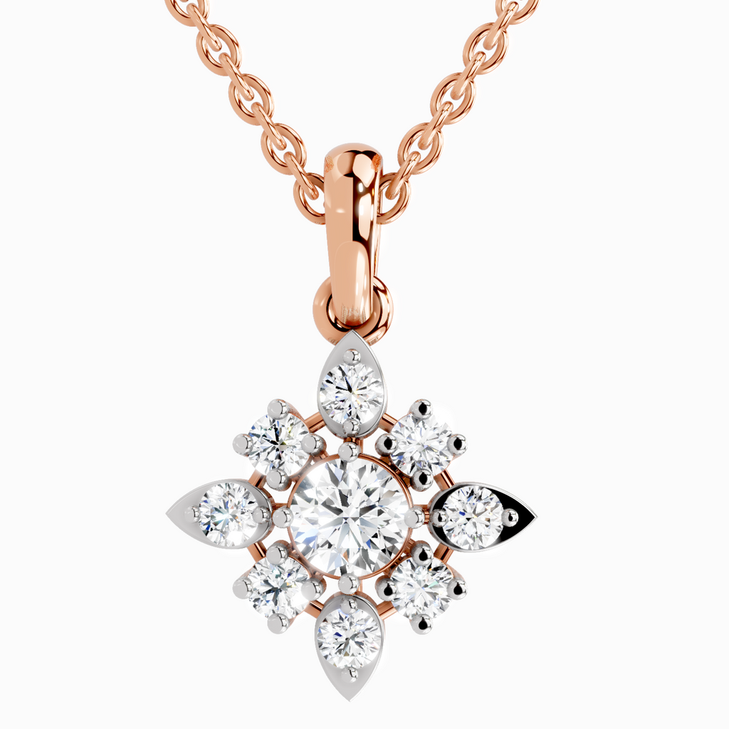 1.12 Carat Round Flower Pendant 14K - Rose Gold