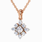 1.12 Carat Round Flower Pendant 14K - Rose Gold