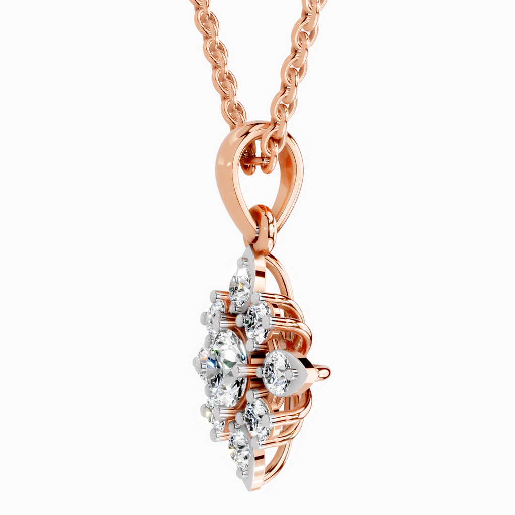 1.12 Carat Round Flower Pendant 14K - Rose Gold