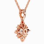 1.12 Carat Round Flower Pendant 14K - Rose Gold