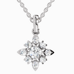 1.12 Carat Round Flower Pendant 14K - White Gold