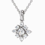 Diamond pendant necklace on a white background